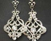Crystal Chandelier Bridal Earrings, Vintage Style Chandelier Wedding Earrings, Victorian Style Statement Bridal Earrings, CRESSIDA