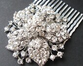 Vintage Style Wedding Hair Comb, Art Deco Style Rhinestone Flower Wedding Bridal Hair Comb, Crystal Bridal Hair Accessories, MISCHA
