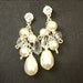 Swarovski Pearl & Crystal Bridal Charm Earrings, Pearl Cluster Wedding Earrings, Modern Vintage Bridal Earrings, STERLING SILVER, CLASSIC
