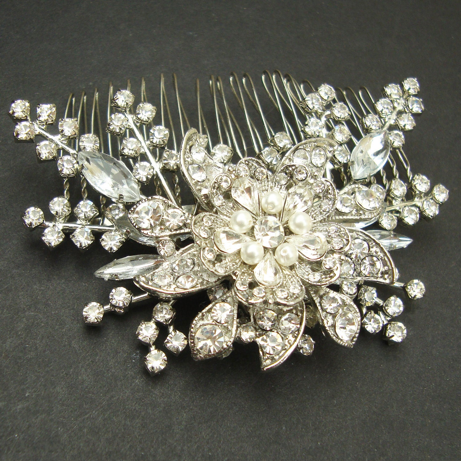 Bridal Hair Comb, Vintage Style Wedding Comb, Bridal Hair Accessories, Art Deco Crystal Hair Comb, Bridal Head Piece, STARGAZER III