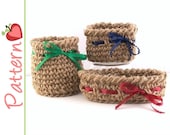 Twine Mini Baskets Crochet Patterns pdf, Round, Square and Oval, 3 Patterns Included