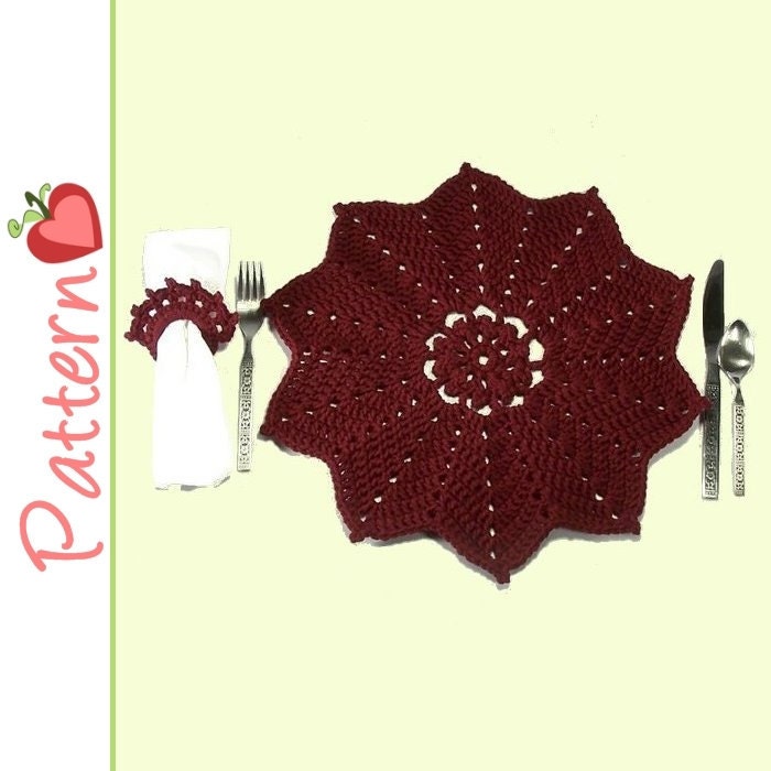 Placemat, Napkin Ring Crochet Pattern pdf, Pretty Petaled, Perfect for Everyday or Holidays