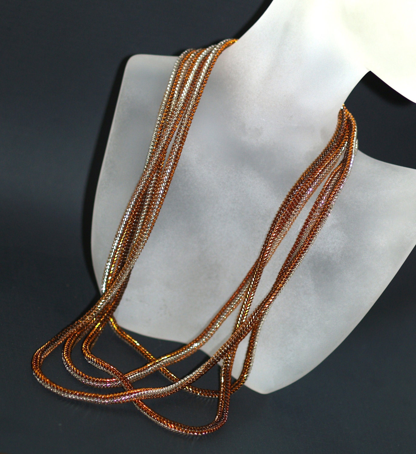 Serpentine Shimmer ... Necklace . Bracelet . Rope . Wrap . Silver . Copper . Topaz . Bronze . Metallic . Ndebele Rope . Versatile . Glitzy