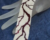 Arterial ... Bracelet Cuff . Peyote . Beadwoven . Blood Red . Cream . Abstract . Bold . Stylish