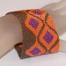 Fuchsia Diamonds ... Bracelet Cuff . Orange . Brown . Peyote . Wide . Beadwoven . Modern . Geometric . Bold