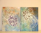 Original Paintings Diptych Mixed Media Abstract Art by Aisyah Ang with Cert