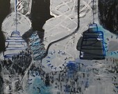 Original Painting Large Abstract Mixed Media Acrylic Art by Aisyah Ang Size 30x48 with Cert