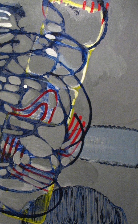 Original Painting Large Abstract Mixed Media Acrylic Art by Aisyah Ang Size 30x48 with Cert