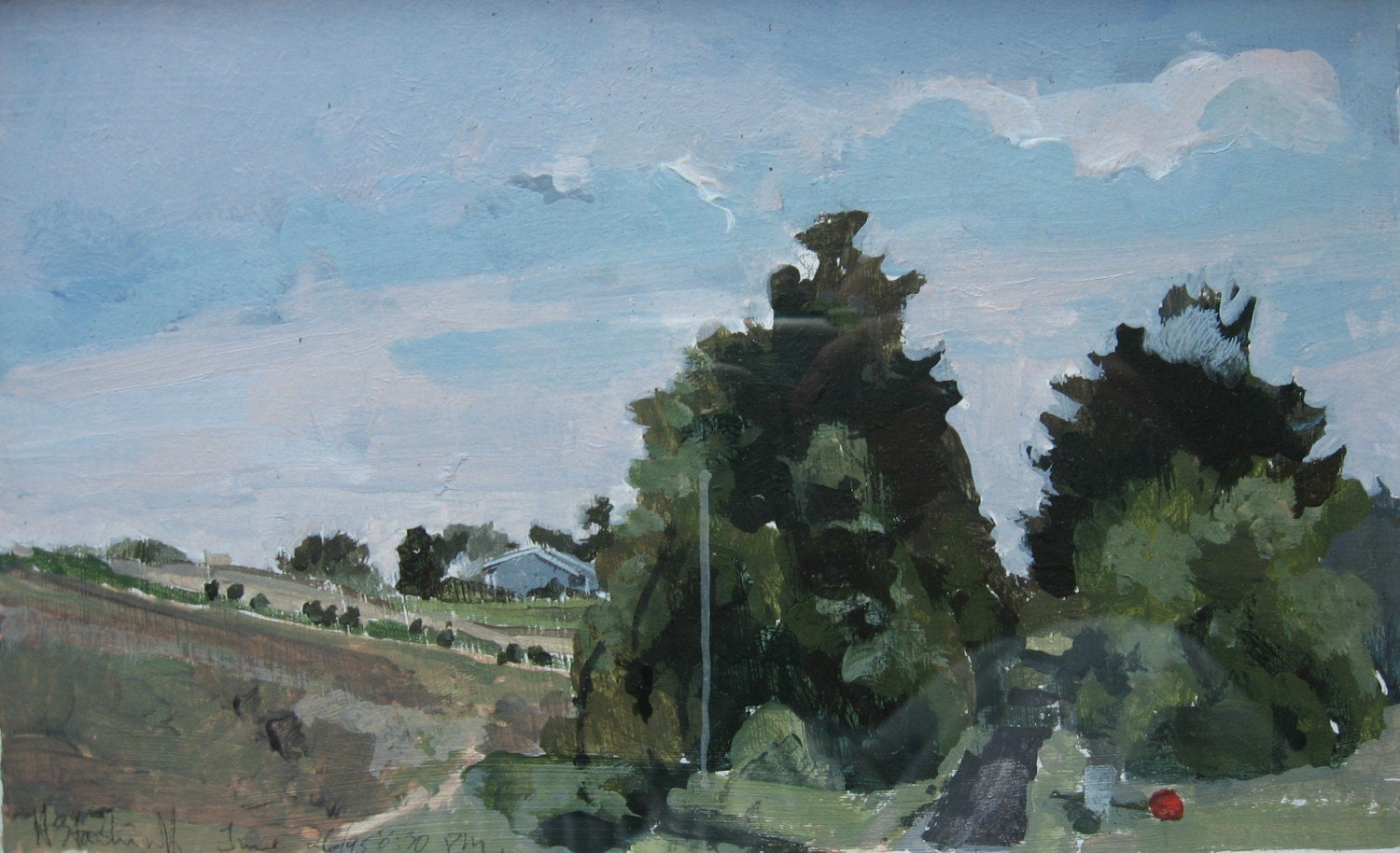 Near Home, Small Canadian Landscape Painting on Paper, Original