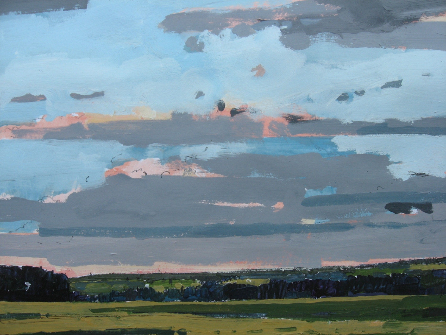 Larger Original Landscape Painting on Paper, Stooshinoff, After the Rain