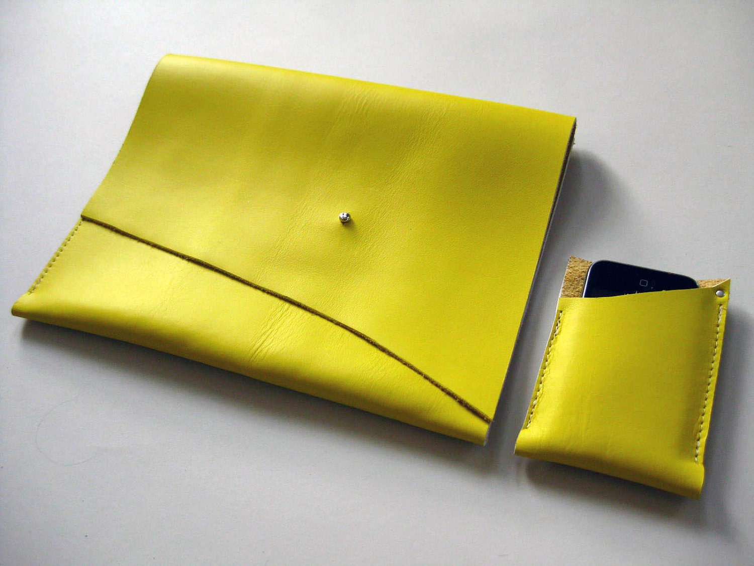 iPhone sleeve - Primary collection - Lemon yellow leather