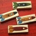 Retro Rocket Art Series Shelf Decor - set of four Mini Art Blocks - Sci Fi Art Print on Wood - Fathers Day Gift for Dad