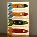 Retro Rocket Art Series Shelf Decor - set of four Mini Art Blocks - Sci Fi Art Print on Wood - Fathers Day Gift for Dad