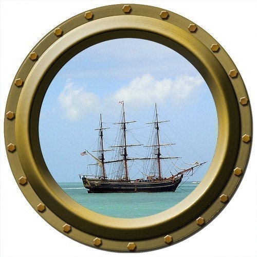 Porthole Vinyl Wall Decal  - Danger on the Horizon