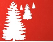 4 Cedar Trees Vinyl Wall Decal Set