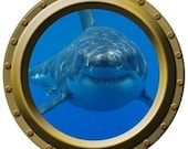 Large Hungry Shark Porthole Wall Decal
