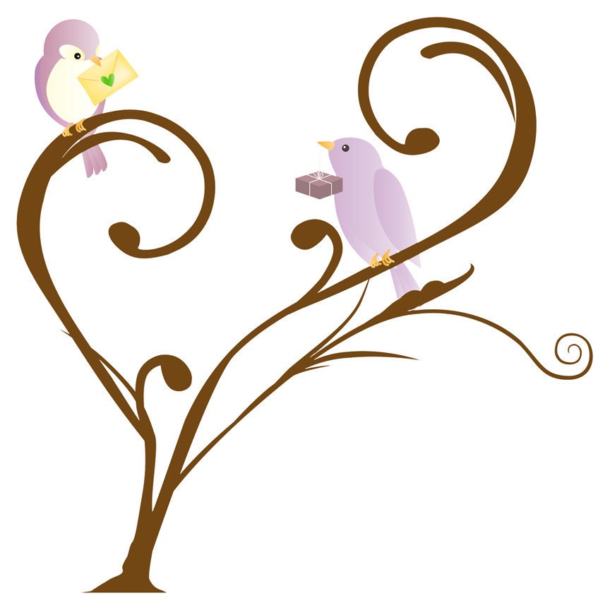 Love Birds Bush Wall Decal