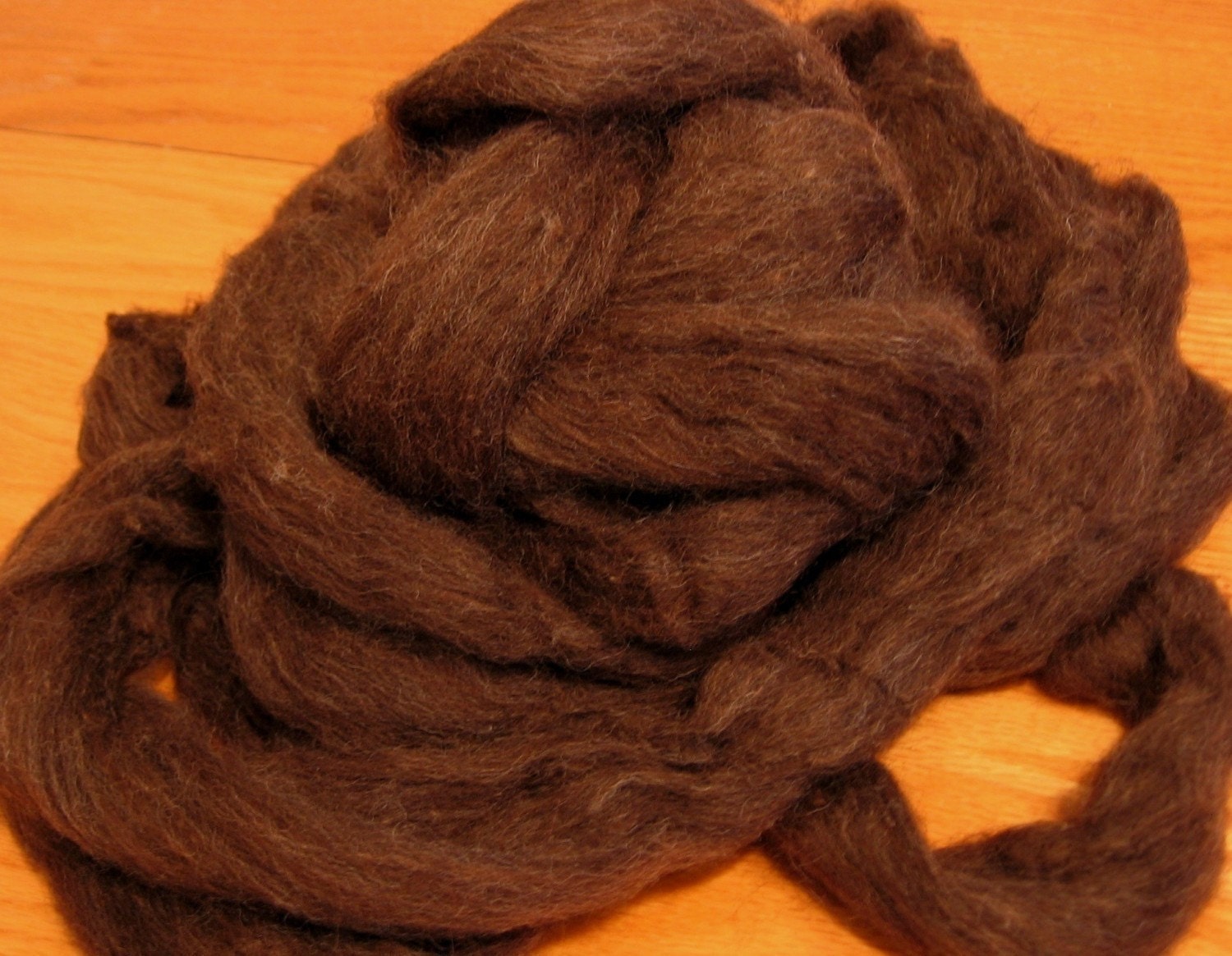 Undyed Natural Dark Brown Wool Roving - 8 Ounces
