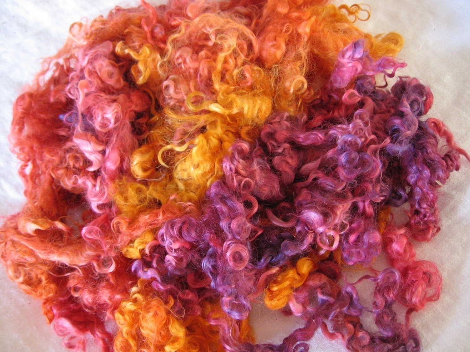 Hand-dyed Mohair Locks - Carnivale colorway - 3 ounces  - Free Domestic Shipping