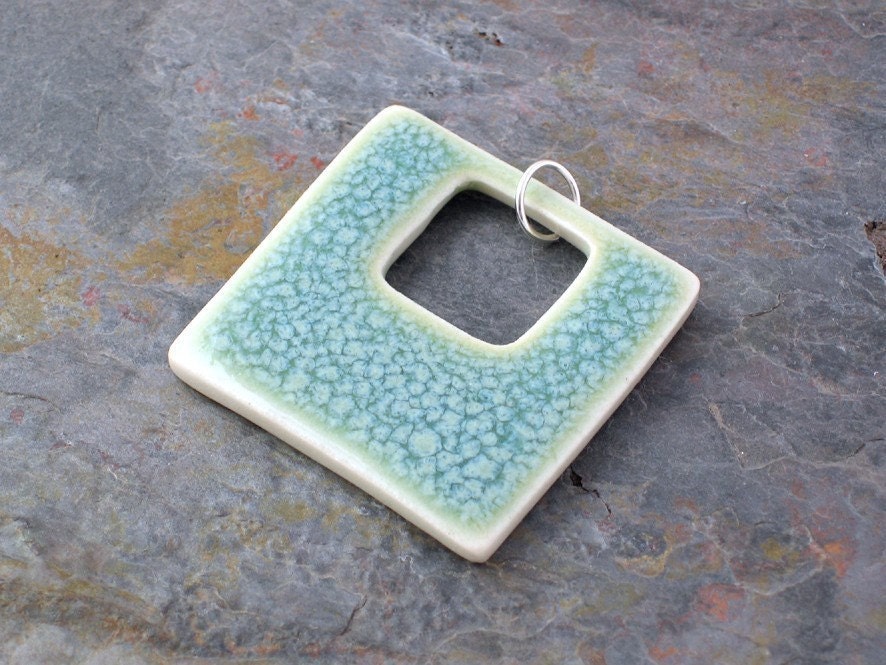 Small Square Pendant in Sage Green