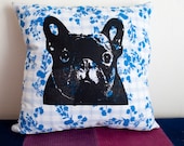 French Bulldog pillow, frenchie, dog portrait, dog art, screen print