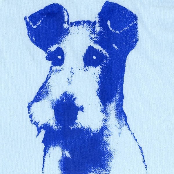 ON SALE - Wire Fox Terrier T Shirt - Womens XL, light blue shirt, screen print