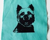 Westie Patch, cotton canvas fabric, screen print patch, dog art, pet art, West Highland Terrier