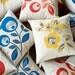 Hand Printed Cotton Canvas Pillows, Lollipop Flowers, Tangerine and Red