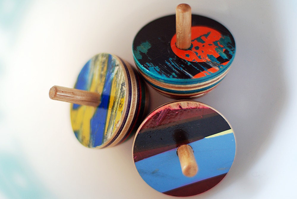 Recycled Skateboard Spinning Top Toy