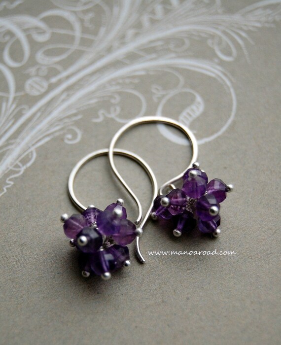 Twinkle Earrings - Faceted Amethysts, Sterling Silver