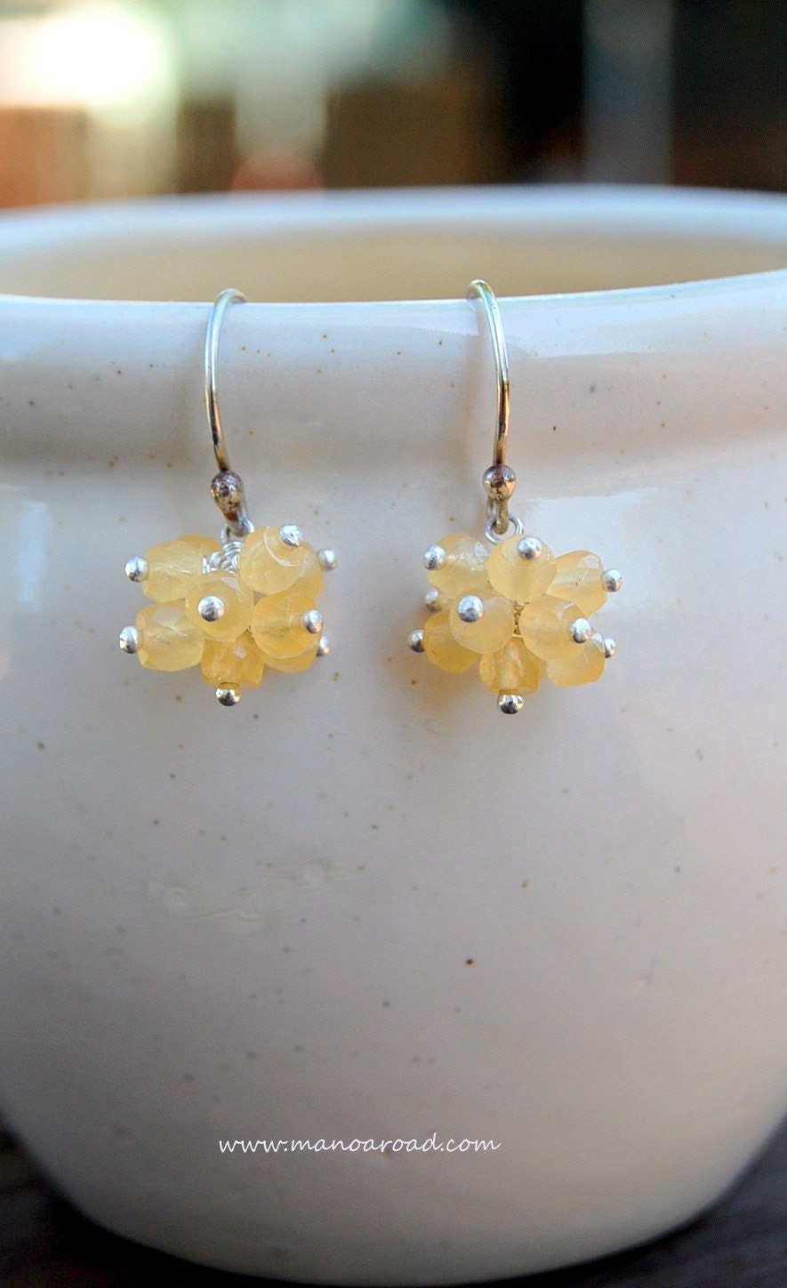 Twinkle Earrings - Pineapple Quartz and Sterling Silver
