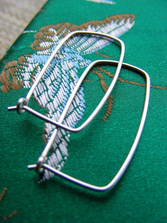Four Corners Earrings - Sterling Silver Rectangle Hoops