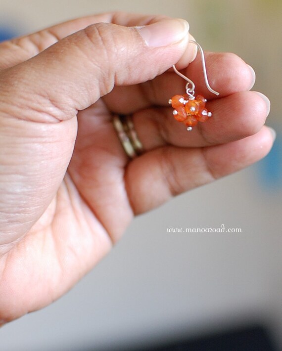 Twinkle Earrings - Orange Carnelian, Sterling Silver