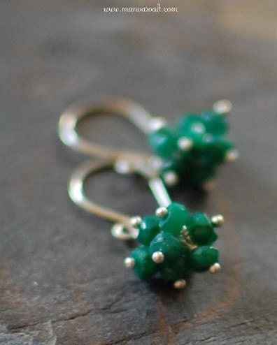 Twinkle Earrings - Emeralds, Sterling Silver