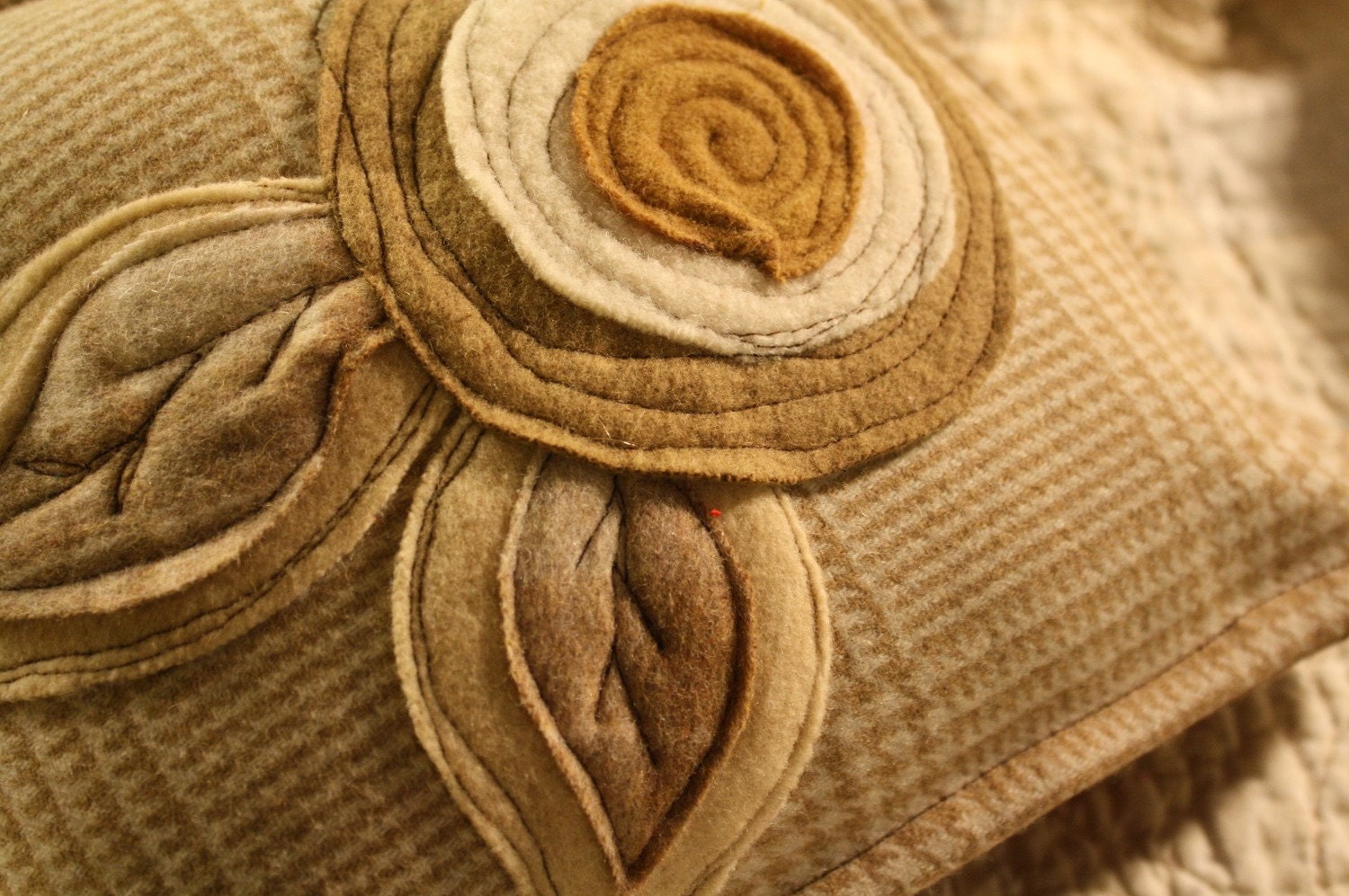 Love in Neutral -Felted Wool Pillow