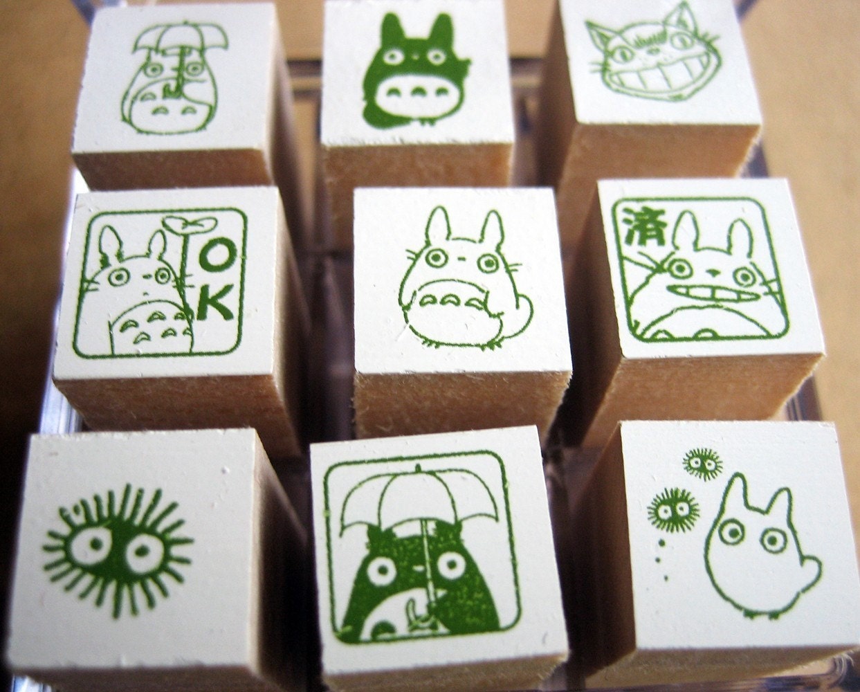 japanese totoro rubber stamp set-9 stamps