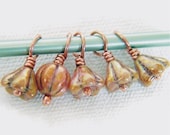 JOY - Stitch Markers on Handmade Copper Headpins - Set of 5 - US8