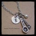 Personalized Necklace - Hand Stamped Jewelry - Measuring Spoon Bakers Charm Necklace - Personalized Initial Disc - Pewter, Silver Plated