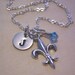 Fleur de Lis Necklace - Sterling Silver - Personalized Necklace - Hand Stamped Initial - Birthstone - Personalized Jewelry