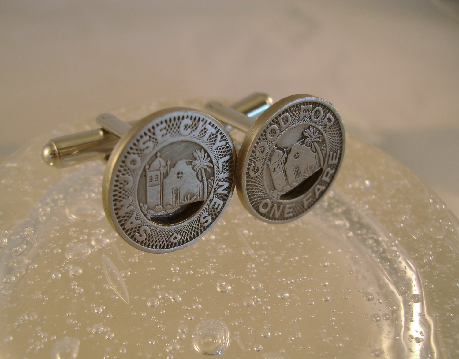 Do You Know the Way - Vintage Authentic 1950s Midcentury San Jose Transit Token Cufflinks, Man Gift, Groomsman Gift