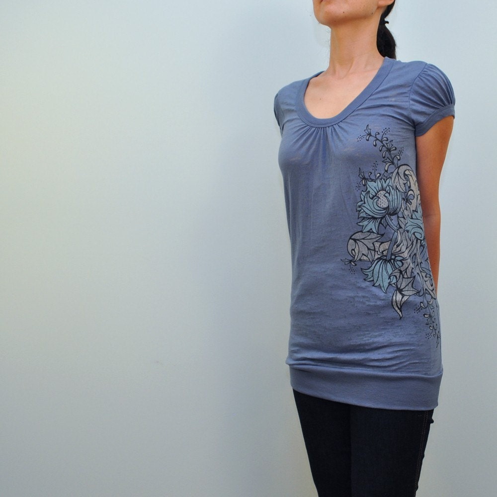 Floral Wallpaper Burnout Tunic  sizes  XL ONLY