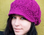 Womens Hat, Teen/Adult Apple Cap Beanie -Orchid, Newsboy, Newsgirl, Free US Shipping