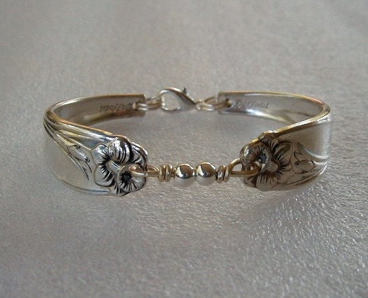 Spoon Bracelet Silverware Jewelry Recycled Daffodil Sterling Silver  Beads Made to Order