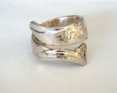 Spoon Ring Recycled Silverware Jewelry Hammered Flair Size 10.5 Ready to Ship