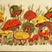 Botanical Mushrooms Crewel Picture, Framed Wall Picture of Mushrooms