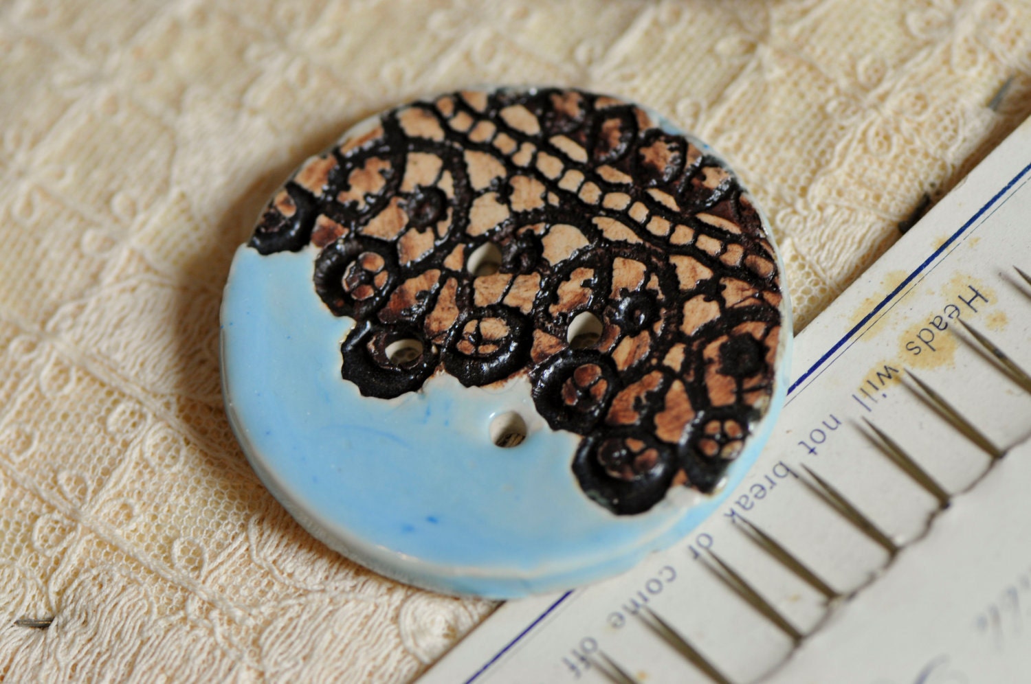 ceramic rose garden button...she is a sew on button...