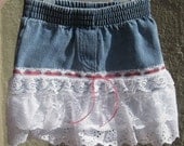 Toddlers Ruffled Skirt with shorts underneath - Size 18 months - An Up-cycled cutie