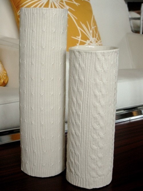 Knitware Vase--Aran Cable