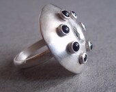 Evolve. Ring. - Sterling Silver/Fine Silver - Black Onyx Stones.  One of a Kind