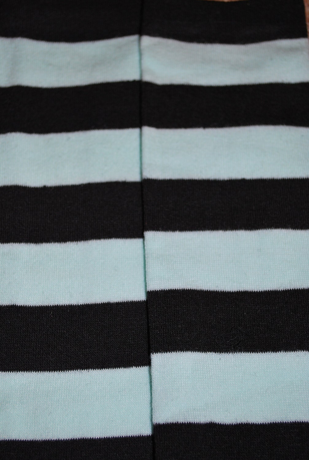 Baby Leg Warmers and Toddler Leg Warmers - pale blue and black stripes